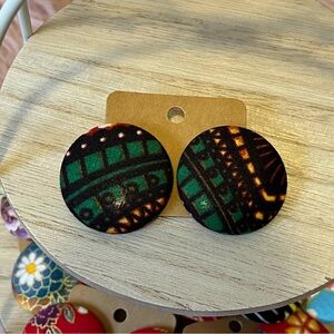 Fabric Button Earrings | Handmade | Lightweight | Bold Statement | Ankara